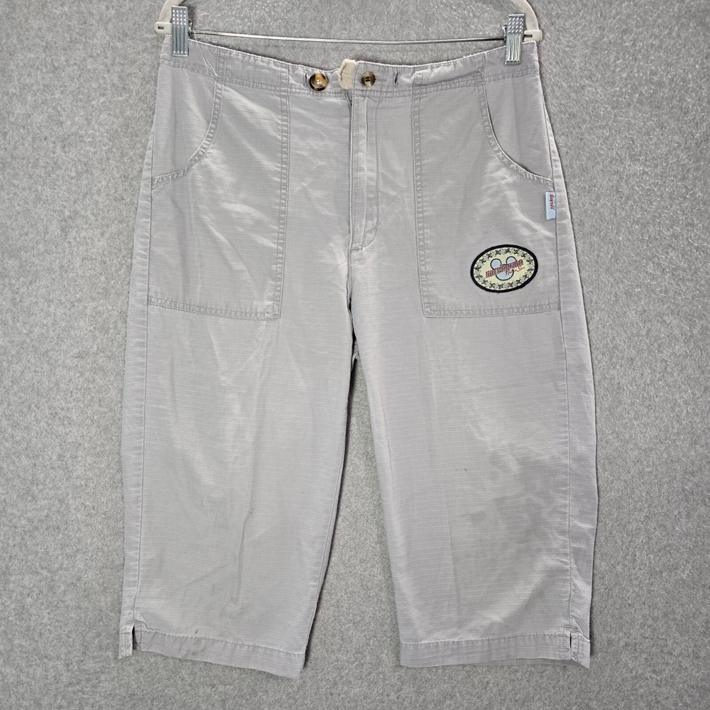 VINTAGE Disney Mickey Unlimited Women Pants 10 Gray Capri Ripstop 18 in Inseam